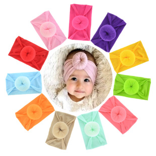 European and American new children's hair accessories solid color elastic nylon wide-brimmed baby hair band donut soft baby hair band