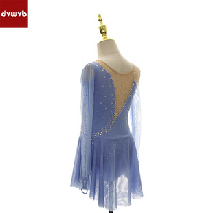 Figure Skating Suit Children Adult Figure Skating Performance Test Grade Women's Skirt Glitter Long Sleeve Mesh dress