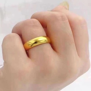 Vietnam sand gold plating real gold men's and women's simple atmosphere fashion smooth ring live e-commerce factory supply wholesale