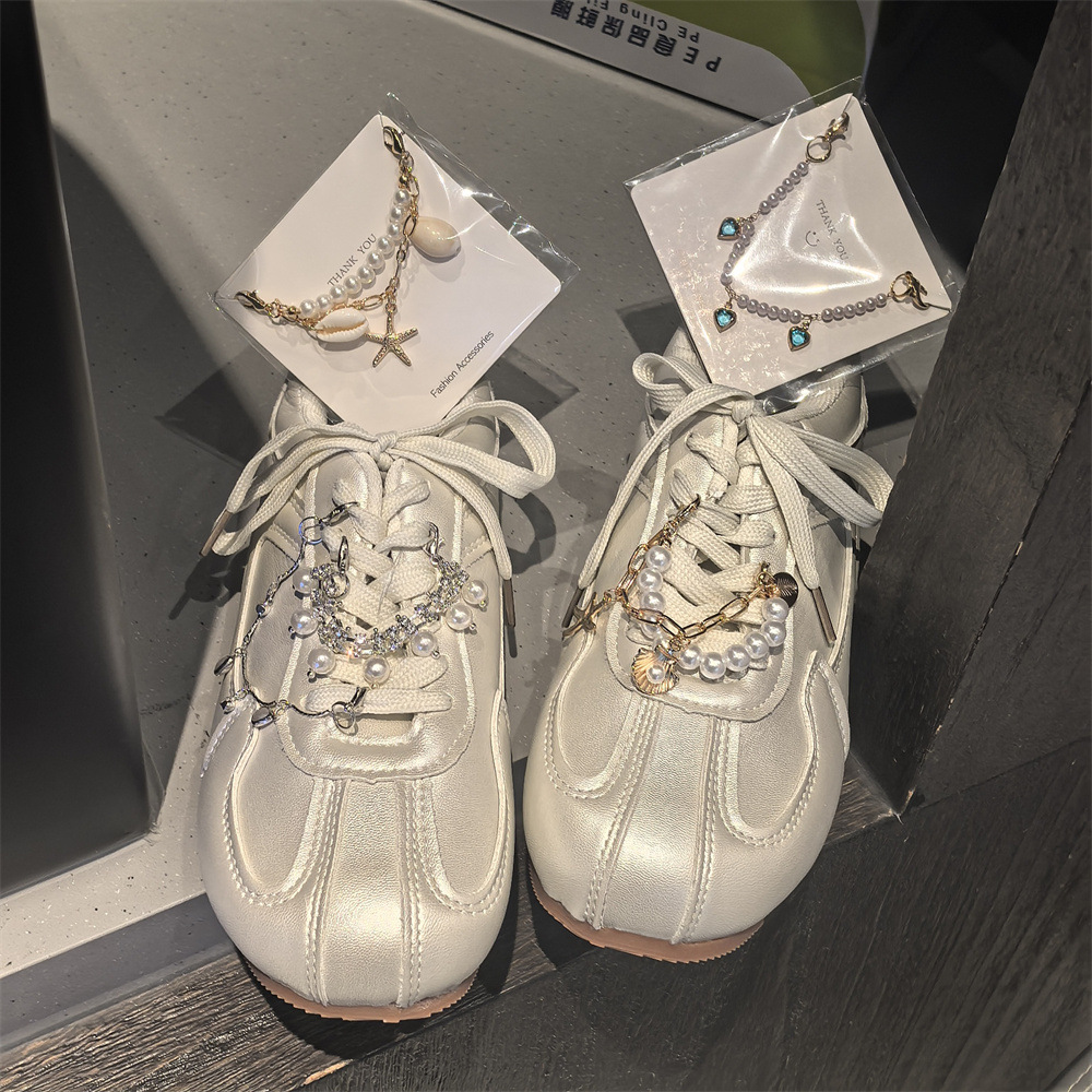 New Pearl and Diamond Chain Shoe Accessories, High-End Chain Decorations, Ballet-Style Sneakers, DIY Shoelace Buckles, Shoe Flowers