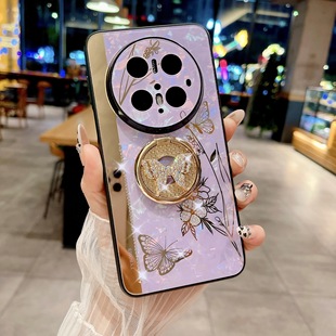 For Huawei Pura70 Shell Butterfly Mate70 Mobile Phone Case Rhinestone Bracket Glory X60 Drop-resistant Protective Cover