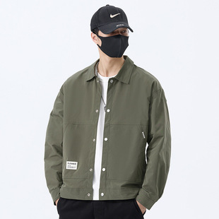 Spring and Autumn Fashion Handsome Lapel Workwear Men's Jacket Casual Korean Style Simple Label Versatile Jacket