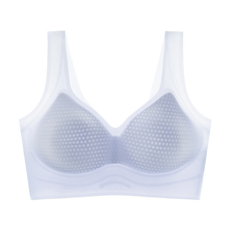 Women's Summer Thin Cooling Breathable Seamless Bra with Supporting Cups, Wire-Free, Anti-Sagging Jelly Bra