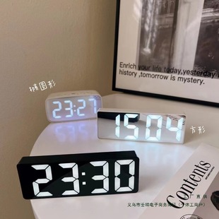 Small Alarm Clock Desktop Electronic Clock LED Luminous Mirror Mute Time Display Decoration Digital Desktop Clock