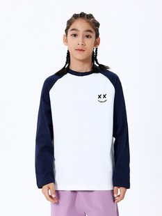 DK Children's Wear 25 Spring Dress Western Style Girl Boy's Smiling Face Raglan Sleeve T-Shirt Children's Casual Long Sleeve Base Shirt