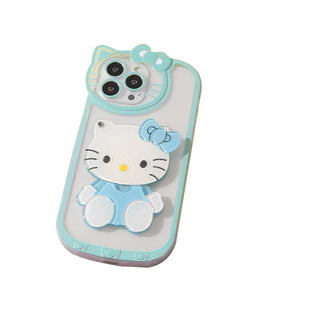 Mirror Phone Case Hello Kitty Portable Rotary Makeup Mirror Creative DIY for Apple 15pro 14/16