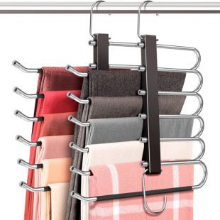 Cross-border Folding Pants Rack Multi-functional Multi-layer Pants Hanger Wardrobe Storage Artifact Pants Hanger Magic Traceless Pants Rack