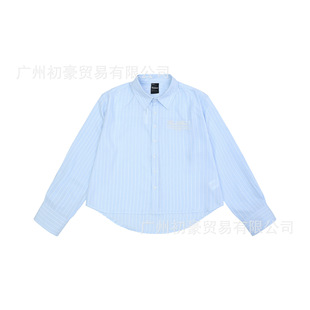 25Ss Korean Trendy Brand Niche Badblood Embroidered Heart Stripesd Casual Classic Loose Sexy Shirt