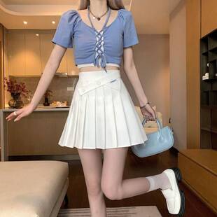 High-Waisted A-Line Pleated Skirt for Women 2025 Spring & Fall New Style Skirt with Waist Slimming Look Design Preppy Style Short Skirt