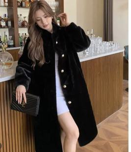 Mink velvet autumn and winter new high imitation fur coat lengthened mink velvet fur collar thickened coat coat