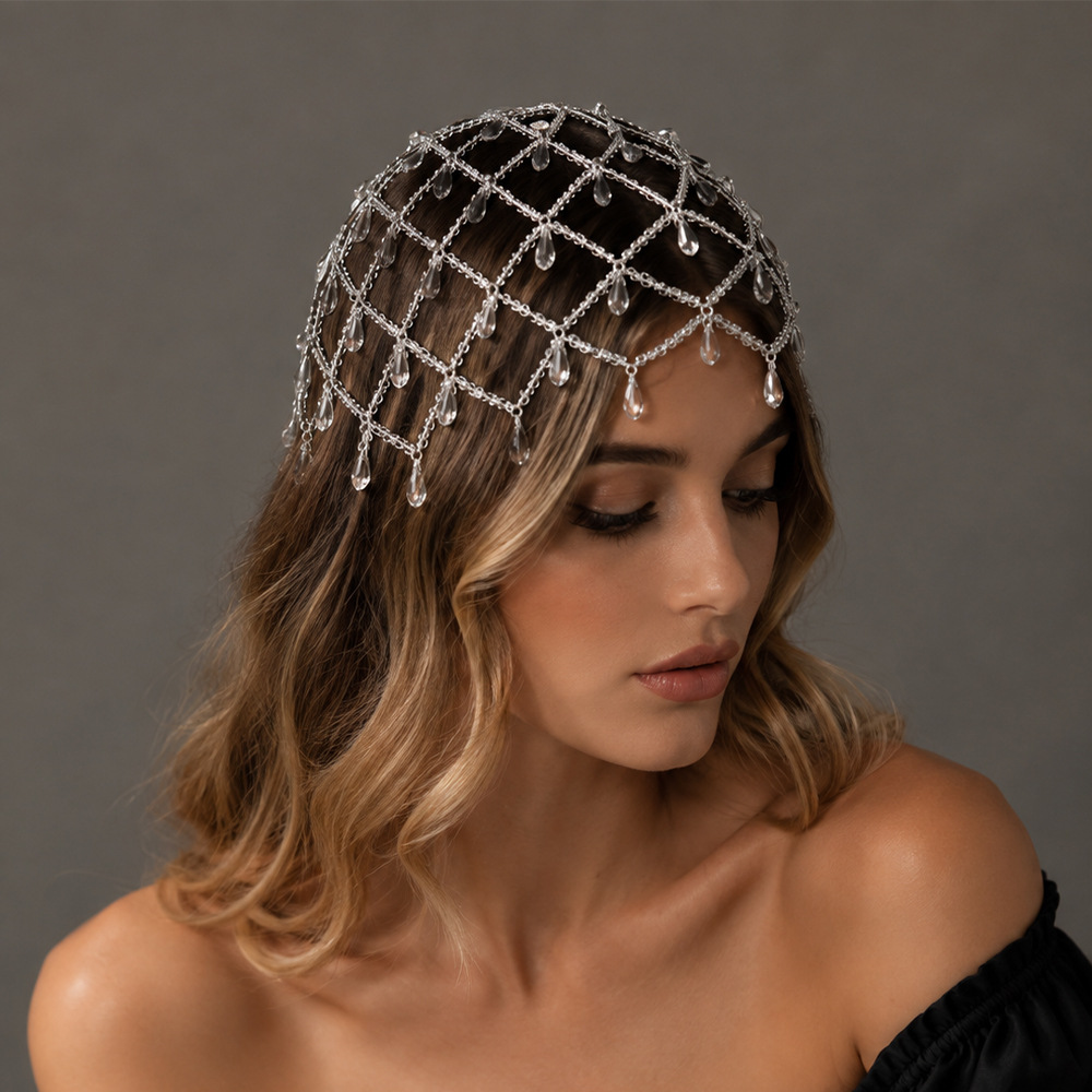 New Style Bead Hair Chain, Ins-Style High-End Forest-Style Mesh Hair Accessory, Fairy Accessory for Women