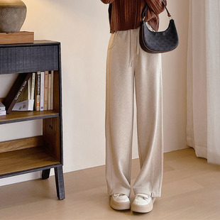 High weight! 2023 European-style herringbone thickened acetate wool banana pants knitted woolen drape wide-leg pants for women