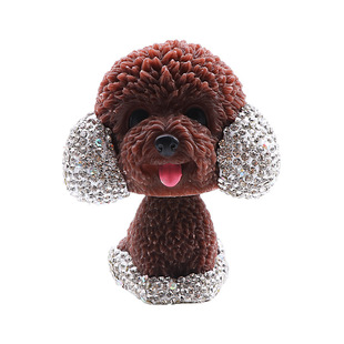 Car shaking head ornaments creative diamond dog car ornaments car ornaments with drill high-grade potted flower pot