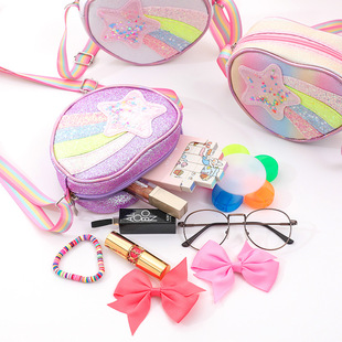 Love Bag New Glitt Oblique Ribbon Rainbow Shoulder Bag Star Bag Love Satchel Girl's Small Backpack Cartoon