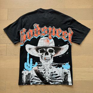 Saint vintage Godspeed американскую футболку с короткими рукавами Gamble T-shirt вымыли старые