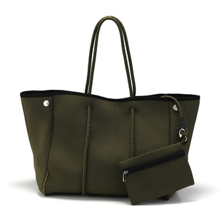 Diving Material Beach Bag, Fashionable Handbag, Large Capacity Neoprene Tote Women's Bag, Waterproof Mommy Mother and Baby Shoulder Bag