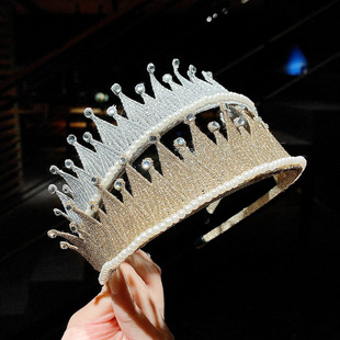 Children's Crown Hairpin Mesh Hairband Girls Korean Cute Princess Versatile Toothed Anti-Slip Baby Headwear Hair Accessories