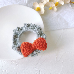ins Style Bow Wool Large Bowel Hair Ring Simple Sweet Girl Knitted Hair Rope Hair Band Hair Rope