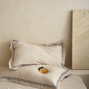 New simple cotton and linen single pillowcase Qichun Mountain 48*74cm household a pair of pillowcases comfortable skin-friendly Joker