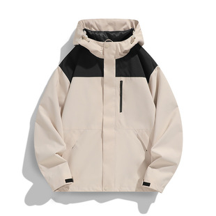 2024 Spring and Autumn New Contrast Color Design Sense Hooded Jacket Jacket Men's Trendy Loose All-match Jacket Couple