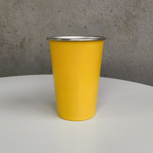 Corn Yellow 304 Stainless Steel Paper Cup Creative Beer Cup Portable Single Layer Curled Cold Drink Coffee Cup Handy Cup