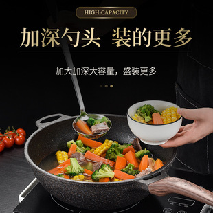Strict selection of manufacturers thickened food grade large stainless steel soup spoon soup kitchen long handle porridge spoon 304 hot pot colander
