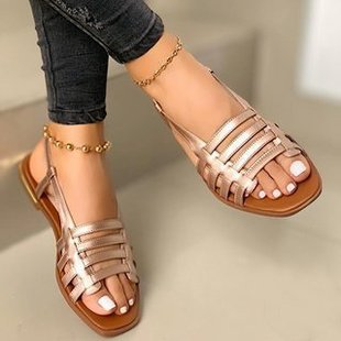 Flat Sandals 2023 New Korean Style Women's Summer Fashion Woven Beach Women's Sandals Trendy Wholesale