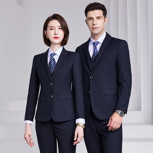 Autumn long-sleeved suit men's and women's same business wear suit suit School College student work clothes business formal wear