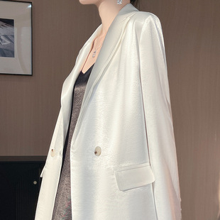 2025 Spring and Autumn New Retro PU Leather Suit Jacket Women's High Sense Casual Elegant Loose Suit Top