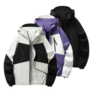 Mountain Hooded Jacket for Men and Women Spring and Autumn Single Layer Windproof Waterproof Casual Sports Mountaineering Jacket