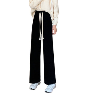 Wide Leg Pants for Women Autumn and Winter New fleece-lined Thickened Loose Slimming Straight Casual Pants All-match High Waist Trendy Floor-length Pants