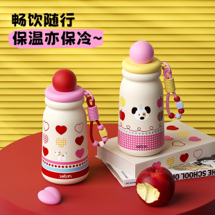Puff apple high color value thermos cup girl cartoon accompanying cup sippy cup student cute portable cup wholesale
