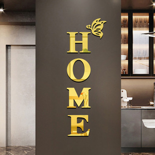 HOME Butterfly Combination Acrylic Mirror Sticker English Letter Self-adhesive DIY Mirror Wall Sticker Living Room Wall Mural
