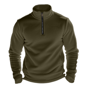 2024 Cross-border Independent Station American Men's Heavy Composite Fleece Outdoor Long Sleeve Zipper Stand Collar Base Sweat