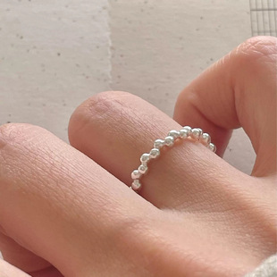 925 Sterling Silver Plated 18K Gold Bead Ring, Simple and Versatile, Accessible Luxury, European Fashion Open-Ended Personalized Niche Ring