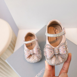 Female baby princess shoes 1-3 years old 0 spring and autumn little girl performance shoes children's shoes rhinestone western style baby toddler shoes