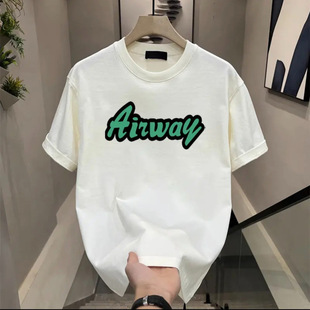2024 Summer New Short-sleeved T-shirt Men's Trendy Brand Fashionable Men's Clothes Loose Casual Printed T-shirt Half-sleeved Black