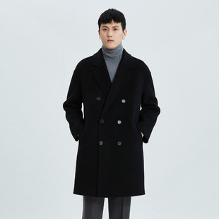 Double-Sided Woolen Coat Men's Midi Shoulder Top Wool Loose 2024 Autumn and Winter Cashmere-Free Coat
