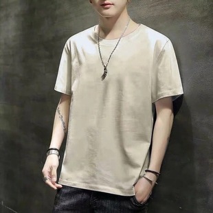 Men's short-sleeved T-shirt 2023 new slim fit versatile top youth Korean style bottoming shirt trendy printed T-shirt
