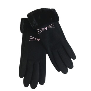 Women's winter fleece-lined thickened warm outdoor cycling gloves cute suede cold-proof windproof touch screen