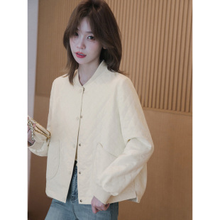Plaid Thin Jacket Women's Spring and Autumn New Arrival Fashionable Small Style Ear Edge Sweet Collar Baseball Suit Jacket Trendy