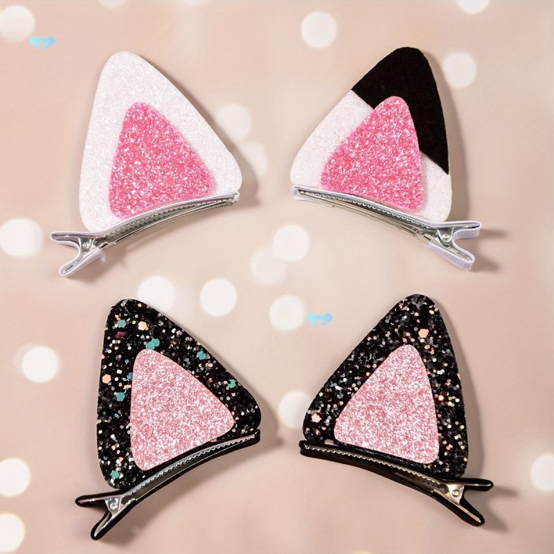 Cross-Border Popular Girl Cat Ear Hairpin Halloween Costume Party Decoration Headband Hair Accessory Headband Flash Diamond Top Clip