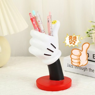 Factory Straight Hair Mickey Gloves Pen Case Student Cute High Color Value Love Cartoon Animation Desktop Stationery Ornaments Red