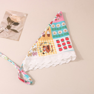 Guanyang French Style Pastoral Lace Hair Belt Silk Scarf Tie Hair Triangle Headband Hair Accessories Ins Advanced Sense Accessories Triangle Scarf