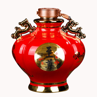 Jingdezhen Ceramic Wine Bottle 5.00kg Pack Binaural Dragon and Phoenix 5.00kg Pack Home Furnishings Empty Wine Jar with Gift Box