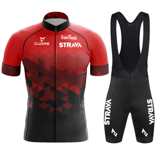 2022 Cross-border E-commerce Strava Tour de France Cycling Suit Short-sleeved suit Sweat-wicking Hygroscopic Race Cycling Suit