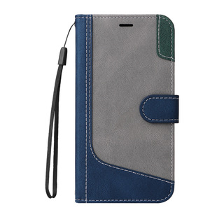 For VIVO Y28 4G foreign three-color stitching contrast color mobile phone leather case Y03 4G flip card protective case