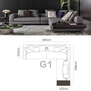 Italian minimalist cotton and linen fabric sofa living room flat modern minimalist large and small apartment combination corner leather sofa