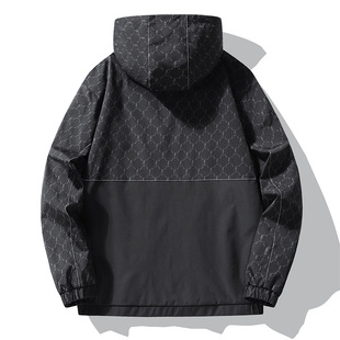 Spring and Autumn 2024 New Men's Jacket Hooded Printed Sports Handsome Loose Youth Casual Coat Jacket for Men