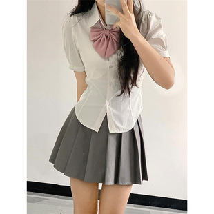jk uniform waist-tight short-sleeved shirt Women's preppy style design slim fit hot girl top 2024 New genuine white lining